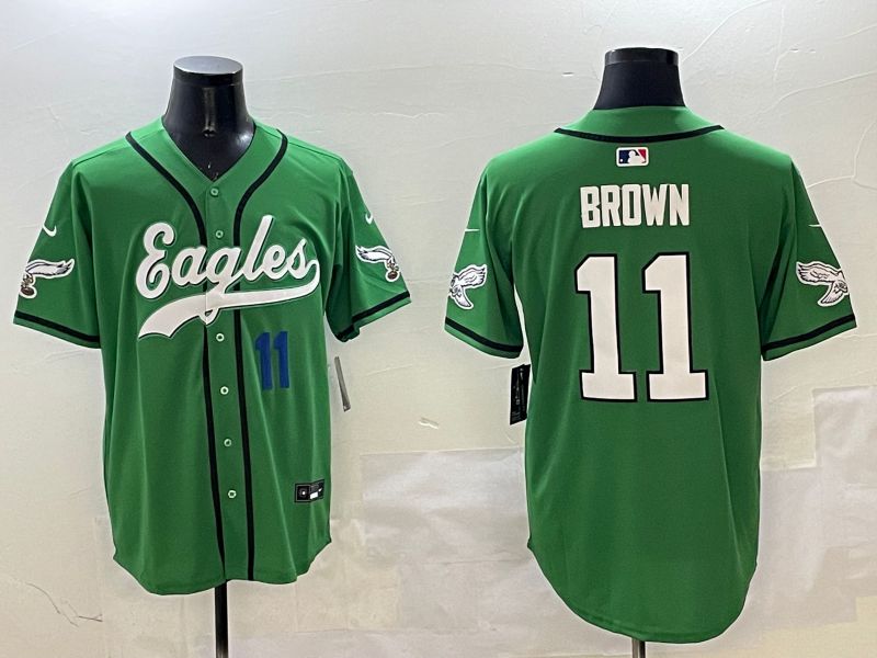 Men Philadelphia Eagles #11 Brown Green three generations Jointly Name 2025 Nike Limited NFL Jersey style 7